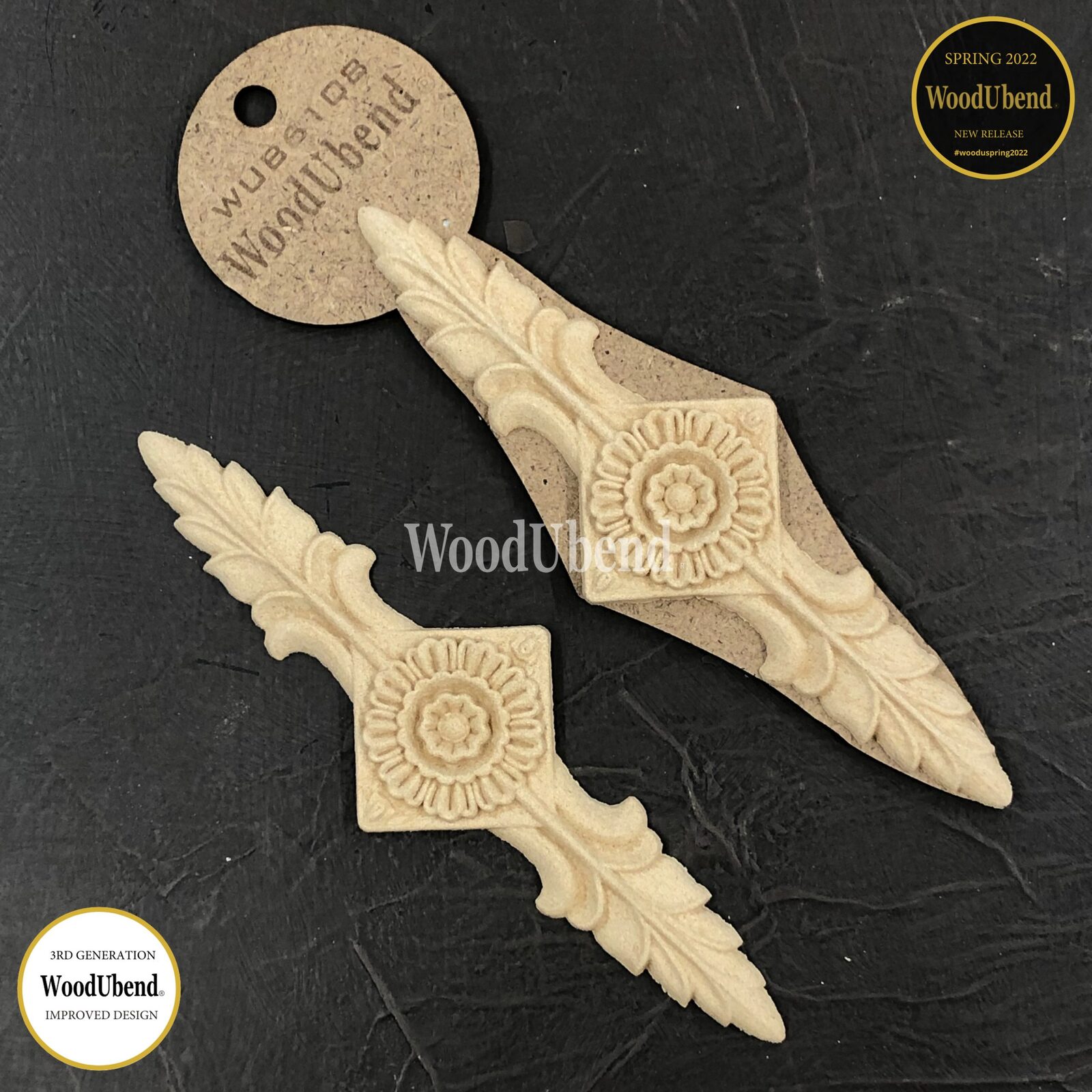 Woodubend Applique Floral Centrepiece Plaques WUB6108 17x5.5x0.5 cms