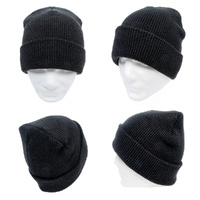 Grid Knit Beanie Cap Hat - Embroidered
