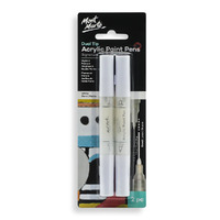 Mont Marte Dual Tip Acrylic Paint Pens Signature White 2pc