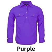 Kid's Pilbara Closed Front L/S Shirt - Printed