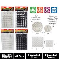 Black Round Adhesive Skid Protector 2cm & 2.5cm 48pk